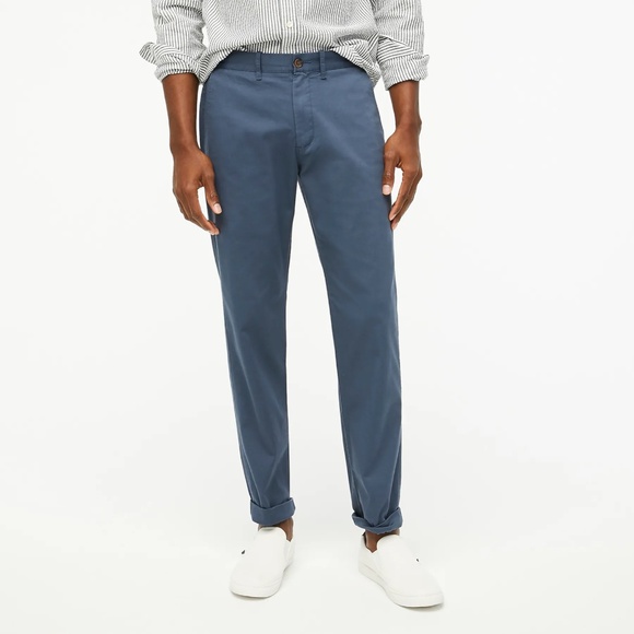 JCREW Mens 32 / 35 Straight-Fit Flex Chino Pants in Bellport Blue $79 H3186 - Picture 1 of 3